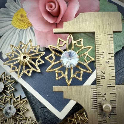 Vintage Swarovski Crystal Sunburst Filigree Pendants / Components / Links / Connectors - 27mm - 1 Piece - Image 2