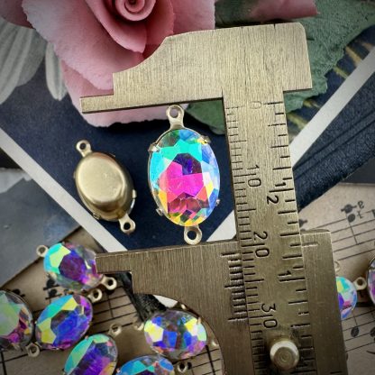 Crystal AB Rhinestone Oval  Connectors / Links - 21mm - 2 Pieces - Image 2