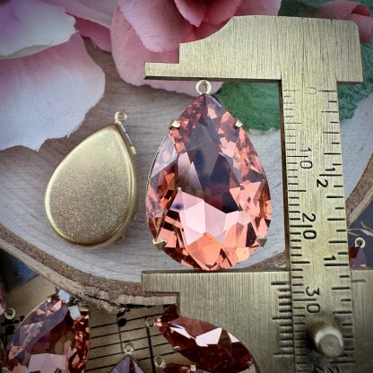 Large Peachy Pink Teardrop Pendants / Drops - 28mm - 2 Pieces - Image 2