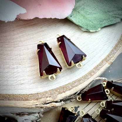 Dark Siam Ruby Transparent Rhinestone Connectors / Links - 17mm - 4 Pieces - Image 3