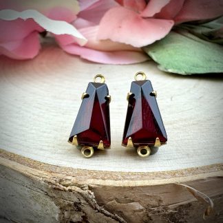 Dark Siam Ruby Transparent Rhinestone Connectors / Links - 17mm - 4 Pieces