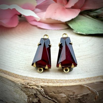 Dark Siam Ruby Transparent Rhinestone Connectors / Links - 17mm - 4 Pieces