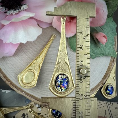Vintage Black Opal Glass Art Deco Style Pendants / Drops / Charms - 30mm - 1 Piece - Image 2