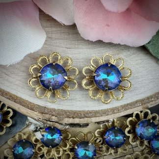 Super Versatile Flashy Blue Purple Filigree Pendants / Components / Links / Connectors - 27mm - 2 Pieces
