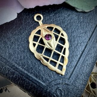 Vintage Amethyst Leafy Filigree Floral Pendants / Drops / Charms - 30mm - 2 Pieces