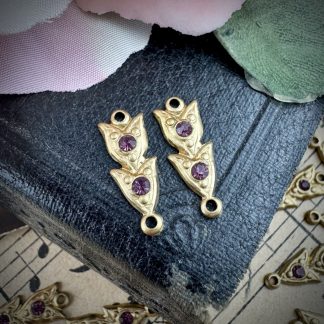 Cute Little Swarovski Amethyst Purple Rhinestone Links / Connectors - 16mm - 4 Pieces