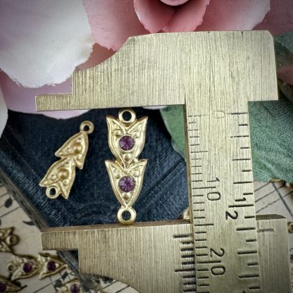 Cute Little Swarovski Amethyst Purple Rhinestone Links / Connectors - 16mm - 4 Pieces - Image 2