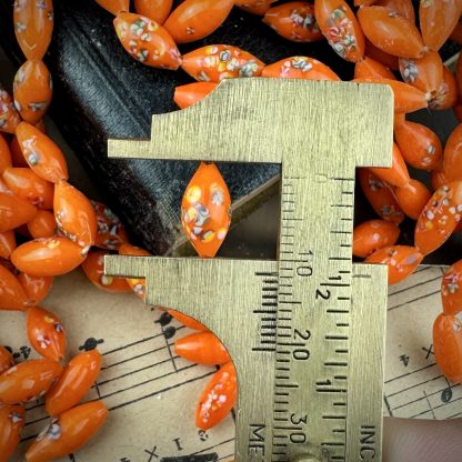 Unique Bright Orange Vintage Japanese Occupation Glass Lampwork Oval Tombo Beads - 11mm - 4 Beads - Image 2
