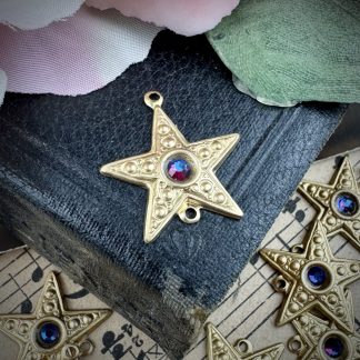 Pink / Blue / Purple Vitrail Heliotrope Rhinestone Star Connectors / Links - 21mm - 2 Pieces