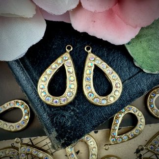 Swarovski Crystal AB Encrusted Teardrop Pendants / Drops - 22mm - 2 Pieces