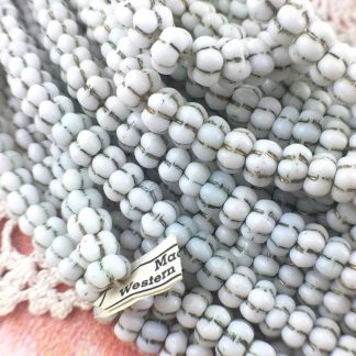 Vintage Opaque White with Gold Detailing West German Rondelle Beads - 4mm x 7mm - Strand of 50 Beads