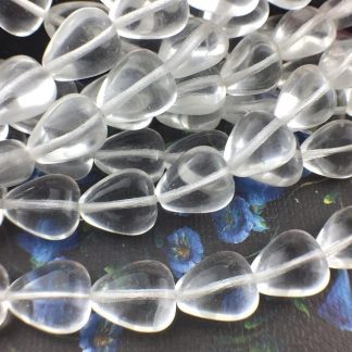 Vintage Czechoslovakian Flattened Crystal Clear Teardrop Beads - 14mm x 12mm - 25 Beads
