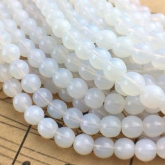 Czech Pressed Milky White Opal Round Druks Czechoslovakian Beads - 5mm - 50 Beads