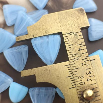 Vintage Czech Pressed Light Sapphire and Crystal Hurricane Glass Pennant Flat Triangle Beads Top Drill Czechoslovakian - 13mm - 25 Beads - Image 2