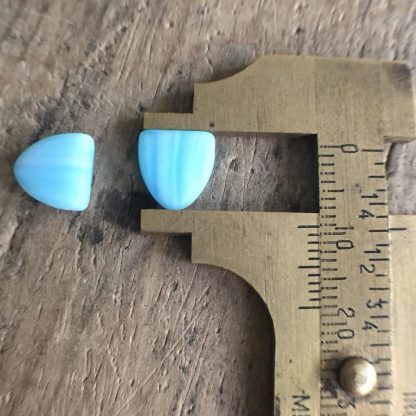 Vintage Czech Pressed Opaque Matte Blue Hurricane Glass Pennant Flat Triangle Beads Top Drilled Czechoslovakian - 9mm - 25 Beads - Image 2