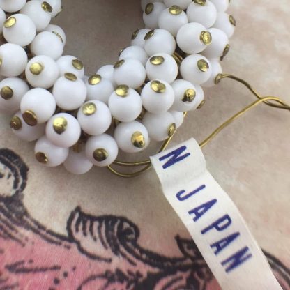 Vintage Occupied Japanese Pre Made Double Drop White Opaque Glass / Charms Beads Japan - 17mm - 20 drops