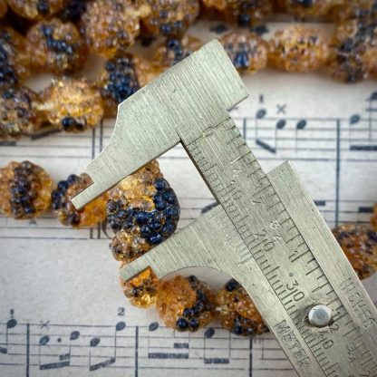 Vintage Rare West German Sugar Frit Berry Beads in a Jet / Golden Topaz Givré color - 12mm - 2 Beads - Image 2