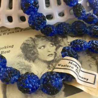 Vintage Rare West German Sugar Frit Berry Beads in a Jet / Sapphire Blue Givré color - 12mm - 2 Beads