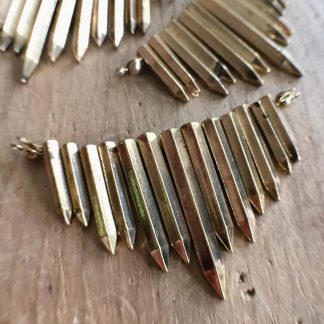 Vintage Antique Gold Strand of Graduated Cast Metal Spike Beads / Charms - 34mm - 1 strand