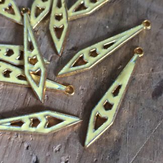 Vintage Yellow Enamel Drop Watch Hand Charms - 35mm - 4 Pieces