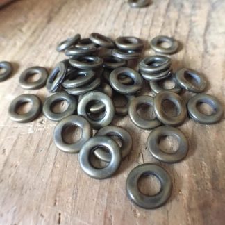 Vintage Matte Antique Brass Metalized Plastic Rustic Hammered Round Beads Links / Connectors - 10mm - 25 Pieces