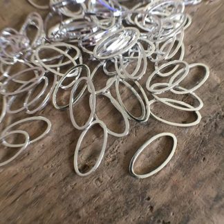 Silver Plated Oval Links / Connectors Flat - 16mm - 50 Pieces