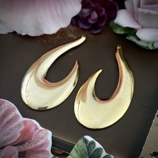 Vintage Gold Plated Super Unique Paisley/ Swoop Drops / Charms - 43mm - 1 Pair (2 Pieces)