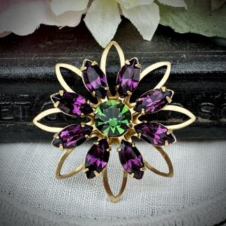 Vintage Swarovski Amethyst and Tourmaline Flower Components / Charms - 38mm - 1 Piece