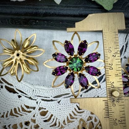 Vintage Swarovski Amethyst and Tourmaline Flower Components / Charms - 38mm - 1 Piece - Image 2