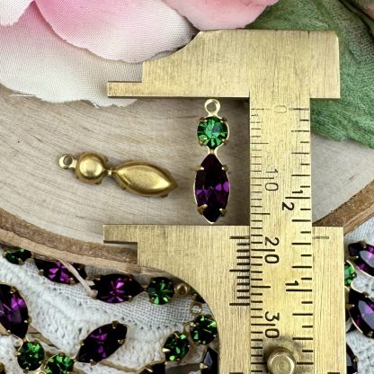 Vintage Swarovski Amethyst and Tourmaline Marquis Drops / Charms - 18mm - 2 Pieces - Image 2