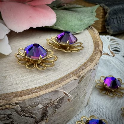 Super Versatile Color Shifting Blue Purple Vitral Flower Components - 20mm - 2 Pieces - Image 3