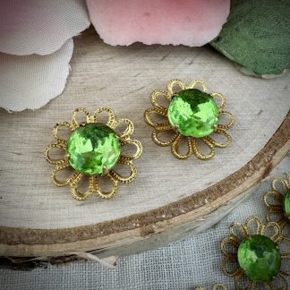 Super Versatile Peridot Green Flower Components - 20mm - 2 Pieces