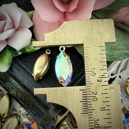 Vintage Swarovski Crystal AB Marquis Rhinestone Charms / Drops - 17mm - 2 Pieces - Image 2