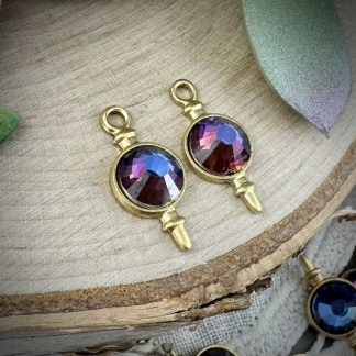 Vitral Blue / Purple Flat Backed Flashy Dangle Chards / Drops - 18mm - 2 Pieces