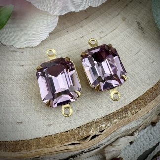 Vintage Swarovski Light Amethyst Rectangle Connectors / Links - 18mm - 2 Pieces