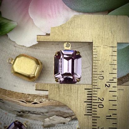Vintage Swarovski Light Amethyst Rectangle Drops / Charms - 16mm - 2 Pieces - Image 2