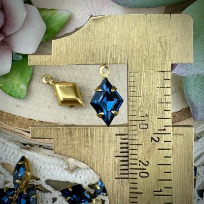 Vintage Swarovski Montana Blue Rhinestone Diamond Drops - 13mm - 4 Pieces - Image 2