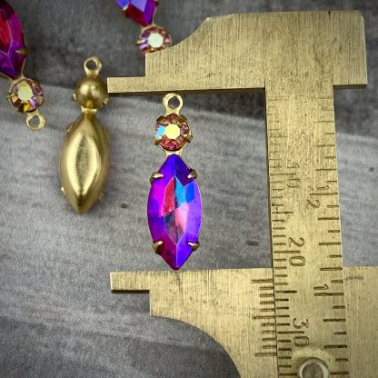 Flashy Swarovski Rose Ab and Fuchsia Purple Haze Marquis Drops - 24mm - 2 Pieces - Image 2